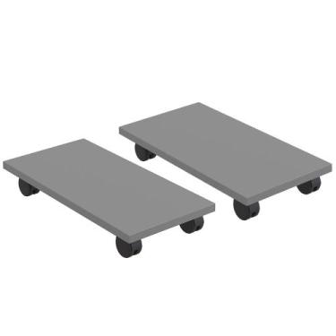 Imagem de Kit 02 Suportes Para Cpu Com Rodízios Cyber L03 Cinza - Lyam - Lyam De