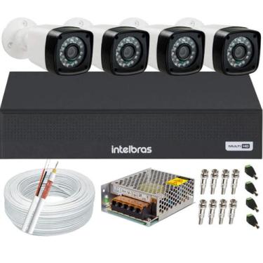 Imagem de Kit 4 Câmeras Segurança 1080p Full Hd Dvr Intelbras Mhdx 4ch