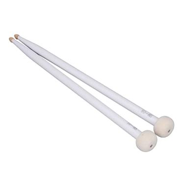 Imagem de Mingzhe Drum Mallet Felt Head Wooden Handle Instrument Acessory Set Kit para Tocar Bateria e Percussão (Branco)