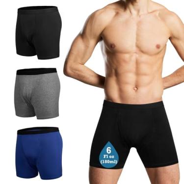 Imagem de Roupa íntima reutilizável para incontinência para homens, cuecas boxer laváveis, secas e à prova de vazamento, fraldas masculinas adultas para absorção urinária (mistura de 3 peças, 2GG)