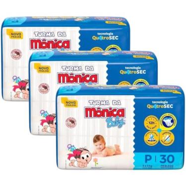 Imagem de Fralda Descartável Turma da Mônica Baby - Kit com 3 pacotes - Tam P - 