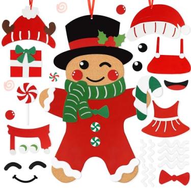 Imagem de THAWAY Enfeites de feltro para homem de gengibre – Conjunto de jogos de feltro de gengibre de Natal, artesanato de Natal DIY, presentes de Natal para pendurar na parede, decorações de Natal para