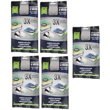 Imagem de Kit 5 Saco a Vácuo para Cobertor Roupas Toalhas Travesseiros 50x70cm
