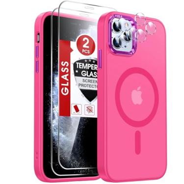 Imagem de LeYi Capas para iPhone-11-Pro-Max rosa com protetor de tela X2 + capa de câmera X2 [compatível com MagSafe] Capa fina protetora magnética de grau militar para iPhone 11promax i Phone 11pro max, rosa