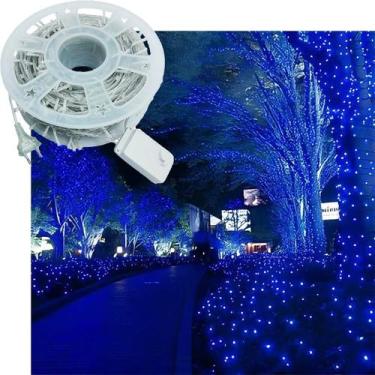 Imagem de Pisca Cordão Varal Natalino 300 Lâmpadas LEDs Azul 50m 220v - Genérico
