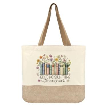 Imagem de Presentes para amantes de livros, sacola de livros, presentes para mulheres, bibliotecárias, leitoras, amigas, esposa, irmã, mãe, sacola reutilizável de flores para compras escolares, aniversário