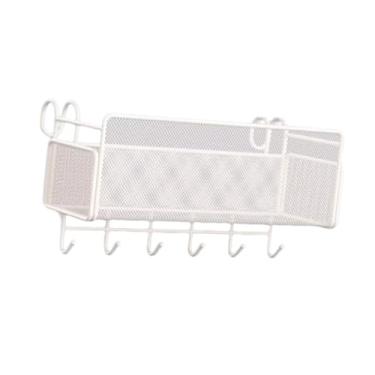 Imagem de FytStycale Cesta de armazenamento suspensa com ganchos, organizador prático e resistente para pendurar ao lado da prateleira para grades de cama de escritório, Sem Caixa de Lenços