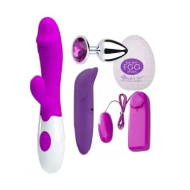 Imagem de kit Sexshop casal e Feminino, Vibrador Snapy30 Modos de Vibração, a pilha,Plug Anal, Cápsula bullut,Vibrador Ponto G e Masturbador Egg