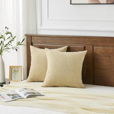 Imagem de Capas de almofada GAWAMAY Decorative Chenille 60x60cm cáqui