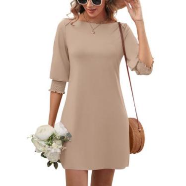 Imagem de Vestido casual LUYAA, manga 3/4, gola barco, camiseta XXL