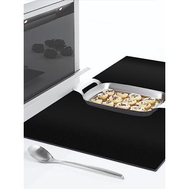 Imagem de Capa superior de fogão indução 52 * 78 cm Tapete de silicone resistente ao calor para cozinha Fogão elétrico magnético (preto, 52 * 78 cm)