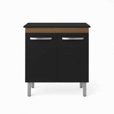 Imagem de Balcão Para Cozinha Cooktop 4 e 5 Bocas com 2 Portas Compacto Armario Balcão Resistente Jade (Savana/Preto 4 Bocas)