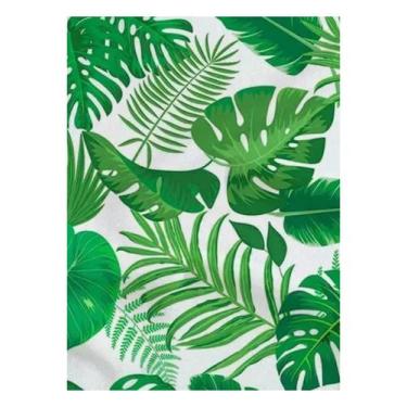 Imagem de TNT Estampado Folha Fundo Branco 1m Safari Decoração - Crgfestas