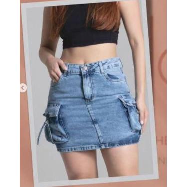 Imagem de saia jeans cargo - taha modas