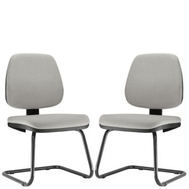 Imagem de Kit 02 Cadeiras Para Escritório Job L02 Fixa Linho Cinza - Lyam Decor