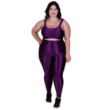 Imagem de Conjunto Fitness Plus Size Cós Alto Top de Academia e Calça Cintura Al
