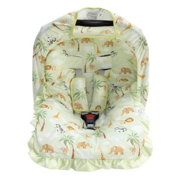 Imagem de Kit Completo para Bebê Conforto – Universal com Capa, Capota e Protetores de Cinto – Tecido 100% Algodão – Confortável e Macio (Safari Verde)