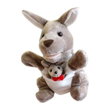 Imagem de MERIGLARE Conjunto de animais para mãe e bebê, fantoche de mão com boca móvel, brinquedos de pelúcia divertidos para crianças e adultos que contam histórias, Gravata Borboleta Vermelha