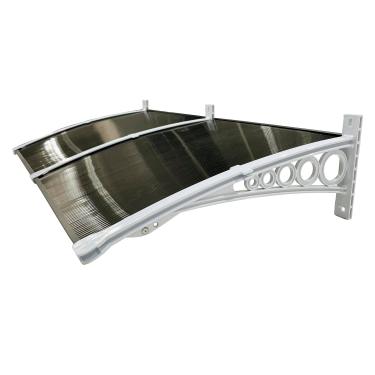 Imagem de Toldo Policarbonato 1,70x0,50m Cobertura para Portas e Janelas Imperial com Fita de Vedação Proteção Casa e Comércio com Filtros de Raios UV (FUME COM CINZA)
