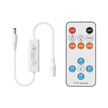 Imagem de GINGSOW 13Keys LED Dimmer, Wireless RF Remote Control and 3Keys Receiver with DC Jack RF Dimmer with Timer Function for DC12V-24V Single Color COB/3528/2835/5050 LED Strip Lights