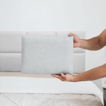 Imagem de Cabeceira Estofada em Linho Premium Modular 30x40cm Para Cama Solteiro Casal Queen King(Cinza,4)