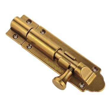 Imagem de Fechadura de barril de cobre fundido sólido resistente fechadura de porta de celeiro vintage antigo trinco de portão, trava de porta deslizante ferragens de segurança bronze oleado (12,4 cm)