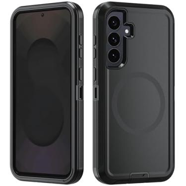 Imagem de Asuwish Capa de telefone para Samsung Galaxy S25 FE 5G com protetor de tela de vidro temperado Capa magnética híbrida à prova de choque protetora resistente acessórios móveis S 25 EF S25FE 25S