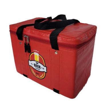 Imagem de Bolsa Térmica Porta Marmita Lanche Bebidas Vermelho 12litros - Petpel