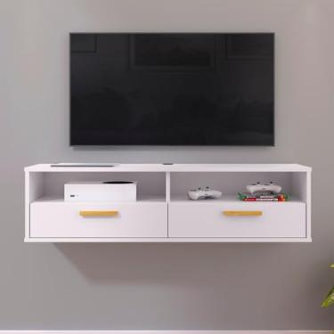 Imagem de Armário para TV de parede 1,20 cm Decoração de interiores Sala de estar/recanto do quarto 2 porta (HOME COPA BRANCO)
