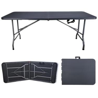Imagem de Mesa Dobrável Vira Maleta Portátil Jardim Camping 1,80m (Preto)