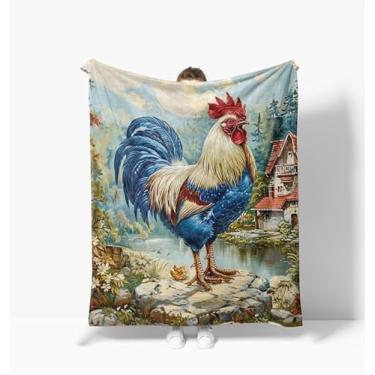 Imagem de Cobertor de galo, cobertor de lã de frango, supermacio, quente, aconchegante, felpudo, galos, presentes para decoração de quarto de meninas, meninos, crianças, 152 cm x 203 cm