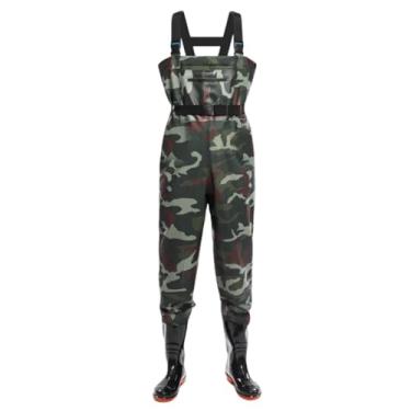 Imagem de Hip Waders Calças grossas e impermeáveis ​​de camuflagem para pesca, com bolso com zíper e cós ajustável(Green,39 EU)
