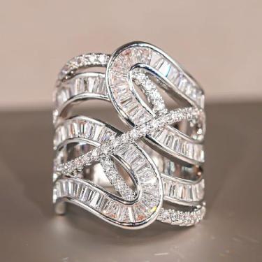 Imagem de Anel de latão CZ atraente para uso diário para mulheres, joias de festa de noivado, 7, Latão, Zircônia cúbica