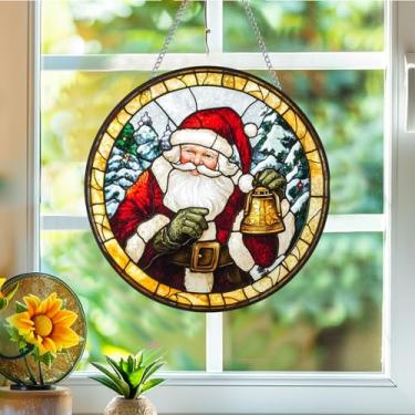 Imagem de Acrílico colorido, apanhador de sol, decoração de janela suspensa de Papai Noel, arte de parede de arco-íris, para sala de estar, quarto, varanda, interior e exterior, jardim, enfeites de Natal 19 x