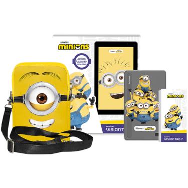 Imagem de Tablet infantil Positivo Vision TAB 7 Minions + Capa e Bolsa - Octa-Core 64GB 3GB RAM Android 14 Go Wi-Fi