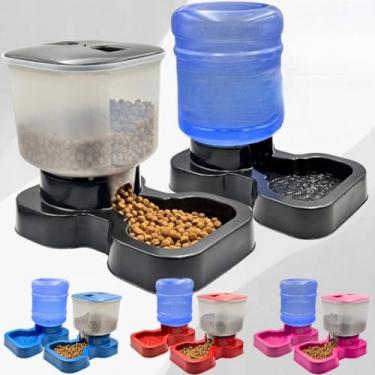 Imagem de Kit Comedouro e Bebedouro Automático para Cães e Gatos – 10L Água + 8L Ração, Grande Porte(PRETO - KITMENPLAST)