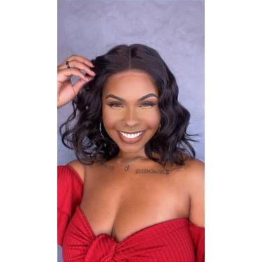 Imagem de Peruca Lace Front Cabelo Humano Ondulado 61 cm Castanho Escuro - Cia d
