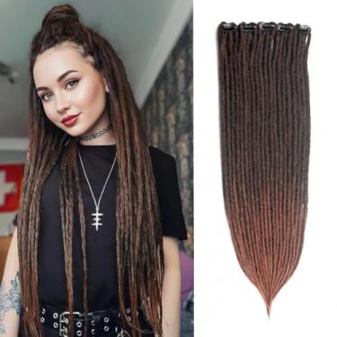 Imagem de Poidowis 5 peças de extensões de dreadlock de encaixe finas de 61 cm, largura de 0,60 cm, 20 fios de extensões sintéticas para mulheres (MT1B/30, 61 cm reto)