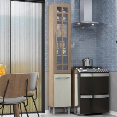 Imagem de Paneleiro Simples Modulado Vidro Paris 2 Porta Nogal/salinas