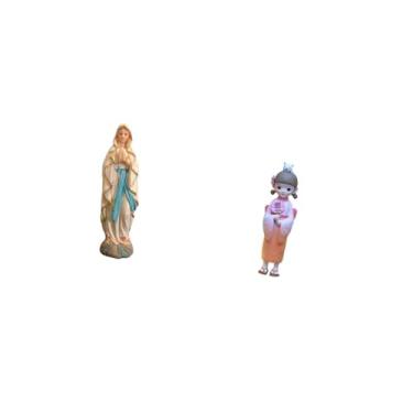 Imagem de Fenteer Estatueta Decorativa de Resina Da Virgem Maria em Estilo Kabuki/Geisha, Inspirada Na Virgem Maria Lutero, Obra de Arte Japonesa em Quimono, Escultura