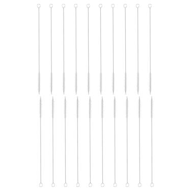 Imagem de HARFINGTON Conjunto de escovas de limpeza de palha, 25 cm de comprimento de aço inoxidável 304 e cerdas de nylon para garrafa de água, tubos de copo de canudo de silicone, branco (8 mm OD, conjunto de