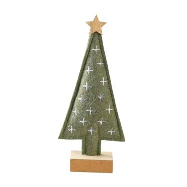 Imagem de IEUDNS Árvore de Natal de mesa, pequena árvore de Natal, artesanato de feltro, estatueta versátil, decoração de mesa de Natal para decoração de casa e, Verde, 9.5x4x22cm