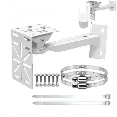 Imagem de GledeYeTec Suporte de canto ou poste de segurança CCTV com aro e adaptador em forma de L para câmeras domo e painéis solares, inclui 2 abraçadeiras extras de 30 cm
