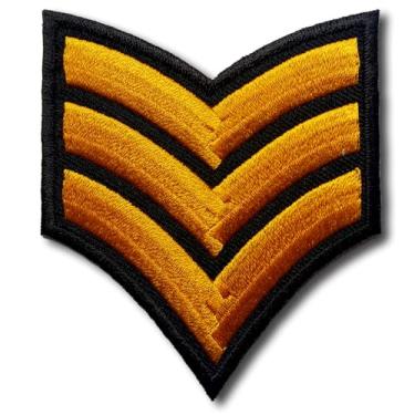 Imagem de Emblema bordado com listras de sargento militar Chevron Sergeant Sergeant Rank para jaqueta colete mochila fantasia ou uniforme decoração emblema tático aplique para motociclista