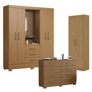 Imagem de Guarda Roupa Solteiro Paris 2045150 Com Armário Multiuso 2000191 E Cômoda 2014148 Atacama - Aramóveis