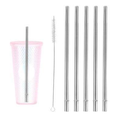 Imagem de Lyreh 6 Palhinhas de Aço Inoxidável Substituição para Starbucks Cold Cup Venti 24 oz, Palhinhas Retas Metal Reutilizáveissem BPA com Escova de Limpeza para Starbucks