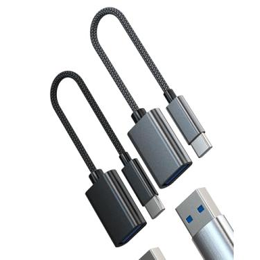 Imagem de Adaptador USB C macho para USB-A fêmea (pacote com 2) USB OTG 3.0 Flash Drive Adaptador de transferência de dados MacBook compatível com conversor Samsung para iPad tipo C Thunderbolt para iPhone 16