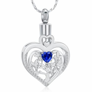 Imagem de Imrsanl Colar de urna de coração árvore da vida para cinzas entes queridos, joia de cremação, memorial funerário, suporte de cinzas, pingente para mulheres, Cobre, Sem Pedra Preciosa