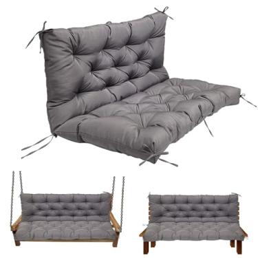 Imagem de LQQSDPJ Almofadas de substituição de balanço para exterior: almofada impermeável de banco de 2 a 3 lugares com laços - almofada de balanço de 10 cm de espessura para móveis de jardim e varanda