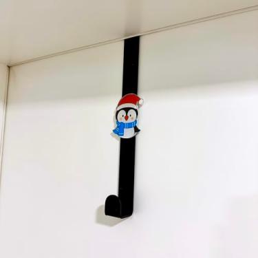 Imagem de Suporte para Guirlanda de Natal, Gancho de Porta com Personagens Natalinos, Conjunto com Pingentes de Boneco de Neve, Papai Noel, Rena e Pinguim (Pinguim - Preto)